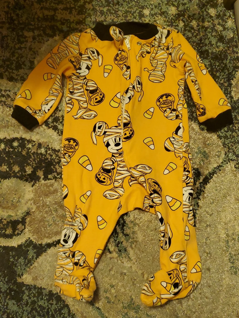 Disney Mickey and Minnie Mummy & Candy Corn Footed One-Piece
